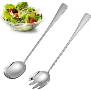Lot De 2 Couverts &Agrave; Salade De 28 Cm En Acier Inoxydable-Grande Cuill&egrave;re De Service-Cuill&egrave;re &Agrave; Salade Longue-Cuill&egrave;re &Agrave; Salade Avec Longues Poign&eacute;es-Couverts Pour Salades,Buffets Et - Neuf