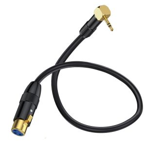C&acirc;ble de microphone rectangulaire 90 degr&eacute;s 3,5 mm vers XLR-C&acirc;ble de microphone XLR vers jack 3,5 mm-C&acirc;ble auxiliaire st&eacute;r&eacute;o 1/8"" vers XLR femelle-Adaptateur pour ordinateur portable - Neuf