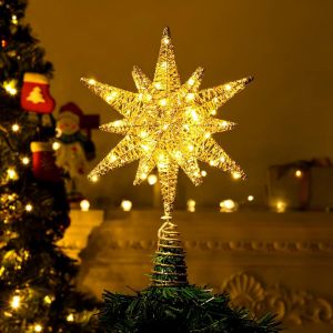60 Lumi&egrave;res LED en M&eacute;tal &Eacute;toile Topper pour l'Arbre de No&euml;l de la Batterie O - Neuf