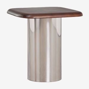 Table de chevet carr&eacute;e 40x40 cm Merieines Poign&eacute;e en bois fonc&eacute; &iquest;50 cm - Neuf