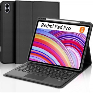 Clavier Pour Redmi Pad Pro 12.1""/Xiaomi Poco Pad 2024 Avec Pavé Tactile, Étui Clavier Pour Xiaomi Redmi Pad Pro 2024 Magnétique Amovible Français Azerty Layout, Noir - Neuf