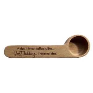 Cuillère Doseuse À Café 2 En 1 Bois Gravé Cuillère & Sac Clip Style 1 - Neuf