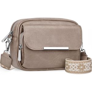 RFCBC-Sac Bandoulière Femme Petit Sacs a Main Femmes en Cuir PU Léger Multi-poches Sacoche avec 12 Fentes Cartes Tendance Pochette Bandoulière Femme avec Large Sangle Réglable - Neuf