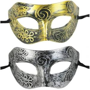 2pcs Rétro Romaine Hommes Masques d'Halloween Demi-Masque de Boule de Mascarade Masque - Neuf