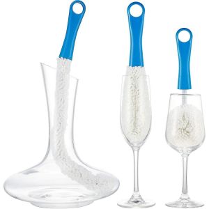 Ensemble de brosses de nettoyage pour carafe &agrave; vin &iquest; Nettoyeur de bouteilles flexible avec billes en acier inoxydable pour verres &eacute;tincelants - Neuf