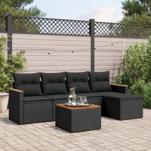 Prolenta Premium - Salon De Jardin 6 Pcs Avec Coussins Noir R&eacute;sine Tress&eacute;e - Neuf