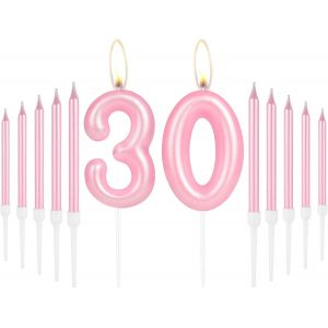 Lot De Bougies D'anniversaire Roses En Forme De Chiffre 30 Pour Filles-Décoration De Gâteau D'anniversaire Pour Femme-Décoration De Fête D'anniversaire,Anniversaire De Mariage - Neuf