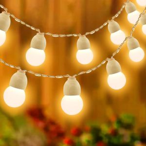 Aiou-Guirlande Lumineuse Led D'intérieur-2,2 M-10 Led-Globe-Fonctionne Avec Piles-Avec Minuterie-Pour L'intérieur,Fête,Mariage,Chambre D'enfant,Noël,Balcon (Blanc Chaud) - Neuf
