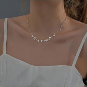 Kales-Collier Collier Étoile Bohème Collier Étoile Argent Collier Étoile Creuse Collier Pendentif Étoile Perle Bijoux Pour Femmes Et Filles Cadeaux - Neuf