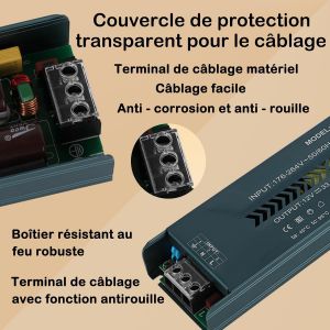 Transformateur LED Driver 220V AC &agrave; 24V DC Convertisseur 300W 12.5A Power Supply Ultra Mince Transfo Adaptateur Alimentation, d'alimentation Basse Tension Transfo LED de Tension Constante - Neuf