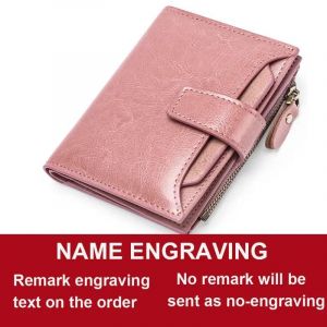 2024 Nouveau Portefeuille Court Pour Femmes Zip Coin Pochette Portefeuille Pour Femmes Nom Grav&eacute; Premium Card Case Kpop Portefeuille Pour Femmes.Pink Name. - Neuf