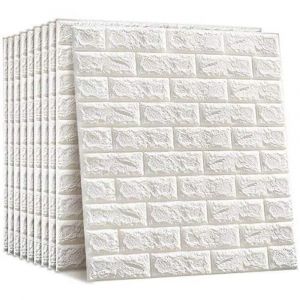 Stickers muraux 3D en brique, lot de 10, imperm&eacute;ables, pour d&eacute;coration int&eacute;rieure &agrave; faire soi-m&ecirc;me, 70 x 77 cm - Neuf