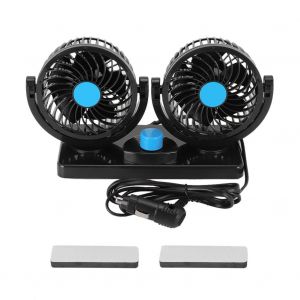 Ventilateur electrique a double tete 12 V 4 pouces, 2 vitesses, rotatif a 360 degres, refroidissement et circulation d'air - Neuf