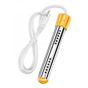 Chauffe-eau électrique à immersion 2000 W, portable et rapide, en acier inoxydable, pour piscine, avec prise multi-standard (jaune) - Neuf