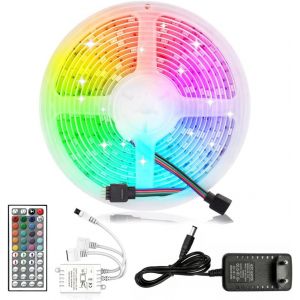 Eryi-Ruban Led 5m Rgb Avec Télécommande À 44 Touches Et Tranformateur, 5050 300 Leds Bande Led Lumineuse Avec Diy Couleur, Pour Chambre, Fête - Neuf