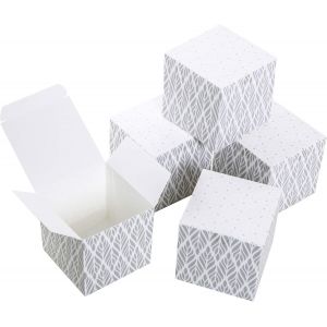 TIANYI-Petit coffret cadeau gris clair blanc bonbonnière mariage emballage cadeau boîte cadeau cadeau cadeau 7 x 7 cm Lot de 10 gris - Neuf