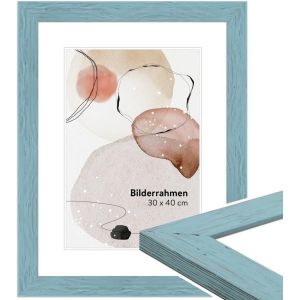 CMWX-Cadre photo bois rustique, cadre bleu, cadres photo 10x15 cm mural, encadrement tableau 15x10 cm, cadres pour photos, encadrement &agrave; suspendre et &agrave; poser, H750 u2013 Made in Germany - Neuf