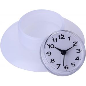 TZF-Horloge Murale, Mini Mignon Miroir Ventouse Horloge Murale Horloge &agrave; Quartz, &Eacute;tanche Douche Horloges &agrave; Quartz D&eacute;coration pour Salle de Bain Cuisine Chambre, 6 Couleurs(Blanc) - Neuf