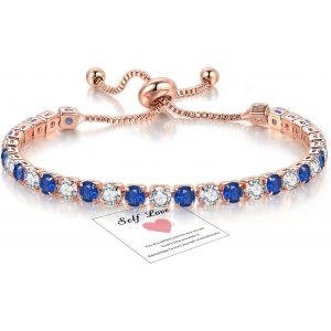 Kalanka-Bracelet Argent Tennis Flash 5a Zircon Cristal Bracelet Réglable Bracelet Avec Carte Cadeau Pour Amis Mère Femme - Neuf