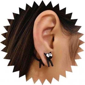 Kal-3d Boucles D'oreilles Chat Boucles D'oreilles Chat Noir Boucles D'oreilles Mignonnes Boucles D'oreilles Minimalistes Boucles D'oreilles Simples Boucles D'oreilles Animalières Boucles D'oreilles F - Neuf