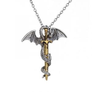 Colliers Dragon Pour Femmes Et Hommes (Couleur Or), Collier Pendentif Lumineux Phosphorescent, Style Vintage Rétro, Épée, Ailes, Gothique, Punk, Hip-Hop - Neuf