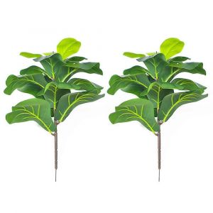 2pcs artificiel Fiddle feuille de figuier 19,6 pouces Faux plantes Ficus verdure pour la cour de mariage - Neuf
