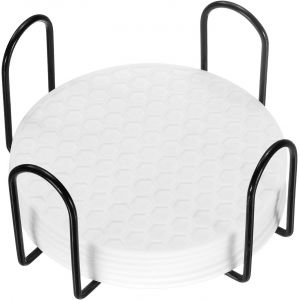 SJZG-Lot De 6 Dessous De Verre Ronds En Silicone Avec Support, 10,2 Cm, Antid&eacute;rapants, Anti-Adh&eacute;sifs, R&eacute;sistants &Agrave; La Chaleur, Lavables Pour Tasses, Protection De Table, D&eacute;coration De Table - Neuf