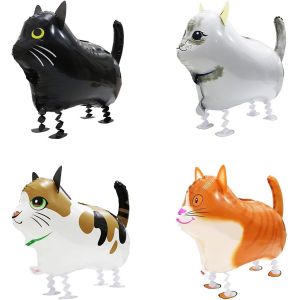 CAUC-4 Pi&egrave;ces Ballon Helium Chat, Ballons Animaux de Marche, Ballon Animaux Qui Marche, Ballon de Chat, Chatons Aluminium Ballon, Mignon Animal de Compagnie Ballons, Helium Chat pour Anniversaire - Neuf