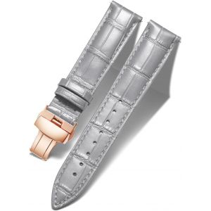 Cauc-Bracelet De Montre En Cuir Femme Homme 12mm-24mm Bracelet De Remplacement Avec Boucle De D&eacute;ploiement Papillon Argent/Or/Or Rose - Neuf