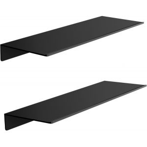 CAUC-&Eacute;tag&egrave;re Murale en M&eacute;tal, Lot de 2, Noire, Longueur 40cm, Etagere Murale Flottante pour Salon, Chambre, Salle de Bain, Cuisine, Etagere Douche - Neuf