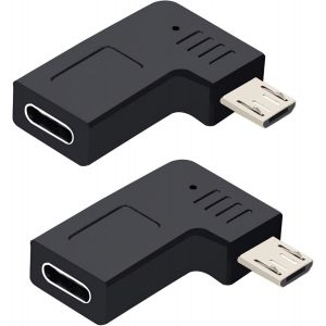 LORANKA-Adaptateur USB C coud&eacute;, connecteur Micro USB vers Type C &agrave; 90 degr&eacute;s pour Smartphone, Dash Cam et Syst&egrave;me de Navigation de Voiture - 2PCS (Angle Gauche Micro USB vers Type-C) - Neuf