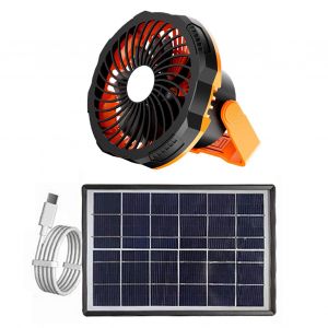 HJLIAN Ventilateur solaire a LED avec chargeur USB, kit de panneau solaire pour camping en plein air - Neuf