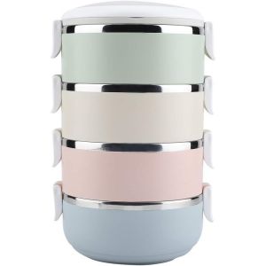 Letnerny-Bo&icirc;te &Agrave; Lunch Thermique 4 Couches &iquest; Bo&icirc;te &Agrave; Bento En Acier Inoxydable Portable Pour Bo&icirc;te &Agrave; Lunch Thermique &Agrave; L'&eacute;preuve De La Transsudation Pour Le Travail De Bureau &Agrave; L'&eacute;cole - Neuf