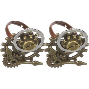 Kahfl-Lot De 2 Bagues M&eacute;talliques Vintage Steampunk Pour Femmes Design De Montre Cr&eacute;atif Bijoux Uniques Et Portables Parfait Pour Les Amis Et La Famille - Neuf