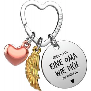 Kal-Porte-Clés Ange Gardien Porte-Bonheur Avec C?ur Et Gravure U2013 Meilleure Grand-Mère Du Monde U2013 Cadeau Pour Grand-Mère U2013 Cadeau Ange Porte-Bonheur - Neuf