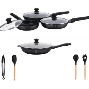 Po&ecirc;le Antiadh&eacute;sive 20 Cm Anti-Rayures &Agrave; Frire + Couvercle Rev&ecirc;tement En Pierre Po&ecirc;les &Agrave; Induction Rev&ecirc;tement Int&eacute;rieur Anti-Adh&eacute;sif Greblon Allemande Sans Pfoa Compatible Tout Feux Dont Induction - Neuf