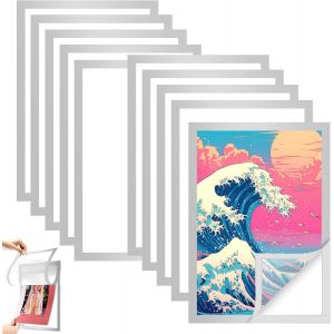 Ensemble de cadres magn&eacute;tiques A4, 10 cadres adh&eacute;sifs pliables avec fermeture magn&eacute;tique, pochette dessin cadre magnetique, cadre photo aimant&eacute; pour images d'enfants - Neuf
