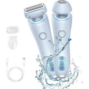 Tondeuse Maillot Pour Femme, Rasoir &Eacute;lectrique Pour Femme, Tondeuse Pubienne 2 En 1 &Eacute;tanche Ipx7, Utilisation Sur Peau S&egrave;che Ou Humide, Tondeuse Personnelle &Eacute;lectrique Pour Femme, Bleu - Neuf