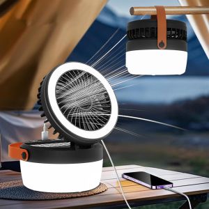 Lampe De Camping Solaire &Agrave; Led-Lanternes De Camping &Agrave; Intensit&eacute; Variable-Avec Ventilateur-4 Modes D'&eacute;clairage-3 Vitesses De Vent-Pour Camping,Aventure,P&ecirc;che,&Eacute;quipement D'urgence - Neuf
