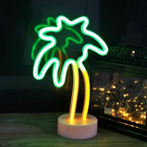 Enseigne Lumineuse Au N&eacute;on, Led Cocotier Veilleuse Nuit Signes, N&eacute;on Usb/Piles D&eacute;coration Murale Pour Anniversaire De F&ecirc;te, Chambre D'enfant, Mariage, &Eacute;clairage De No&euml;l, Salle De S&eacute;jour, Salon - Neuf