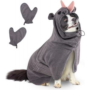 Jgd-Serviette &Agrave; S&eacute;chage Rapide Pour Animaux,Peignoir Pour Chien En Microfibre,Peignoir Pour Chien Absorbant,Absorbant Manteau Pour Animaux Pour S&eacute;chage Apr&egrave;s Baignade Bain (Rhinoc&eacute;ros Gris, M) - Neuf