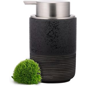 KAL-Distributeur De Savon En Céramique Gaufrée Pour Les Mains, 300 Ml, Distributeur Pour Nettoyant Visage Et Savon Liquide, Pour Cuisine Et Salle De Bain, Avec Pompe À Mousse (Noir) - Neuf
