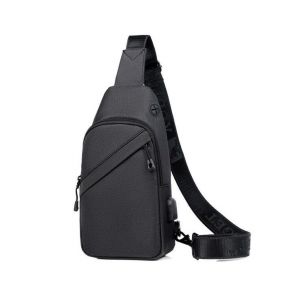 Sac messager en tissu Oxford pour homme &iquest; Sac de poitrine grande capacit&eacute; pour cyclisme et voyage avec port USB et bandouli&egrave;re r&eacute;glable - Neuf