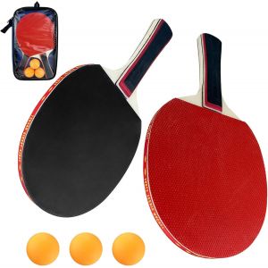Asfasfq-Ensemble De Raquettes De Ping-Pong Avec 2 Raquettes, 3 Balles Mate Et 1 Sac, Qualité Professionnelle, Raquettes Tennis De Table Hautes Performances Pour Loisir,Entraînement,Amateurs,Experts - Neuf