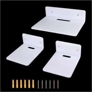 TIANYI-Petite &Eacute;tag&egrave;re en Acrylique Lot de 3 Tablette Flottante Blanc Mini &Eacute;tag&egrave;res Murales avec vis Les Dimensions sont respectivement de 14&times;12cm et 23&times;16.5cm - Neuf