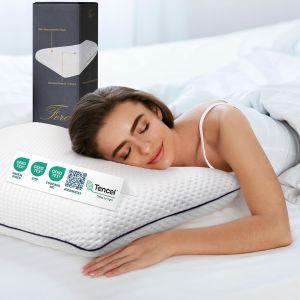 Kalanka-Oreiller Ergonomique En Mousse &Agrave; M&eacute;moire De Forme 70x40x12 Avec Fibre Tencel. Luxe Et Confort Pour Un Sommeil R&eacute;g&eacute;n&eacute;rant &iquest; Douceur Respirante Pour Le Cou, Le Dos Et Les &Eacute;paules. Certifi&eacute; Oeko - Neuf
