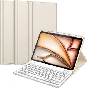 Clavier pour iPad Air 11 Pouces M3/M2 (2025/2024), iPad Air 5/4 10.9 Pouces (2022/2020), Clavier AZERTY sans Fil, Housse Multipositions avec Rangement de Stylet, Lumi&egrave;re Stellaire - Neuf