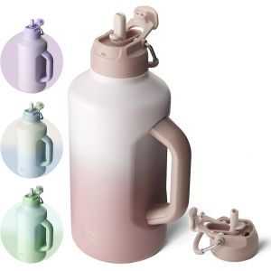 Bottle Bottle Bouteille D'eau Isotherme En Acier Inoxydable Avec Paille, Couvercle &Agrave; Double Usage, Poign&eacute;e, Parfaite Pour L'entra&icirc;nement, La Gym, Le Football, La Randonn&eacute;e, Le Camping, Les Voyages Et - Neuf