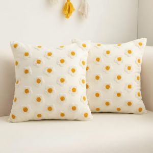 Kalanka-Lot De 2 Housses De Coussin 45x45cm Brod&eacute;es Style Champ&ecirc;tre D&eacute;coration Pour Canap&eacute; Chambre &Agrave; Coucher Ou Salon Id&eacute;ales Pour Toutes Les Saisons Accessoires D&eacute;coratifs Modernes Pour Maison - Neuf