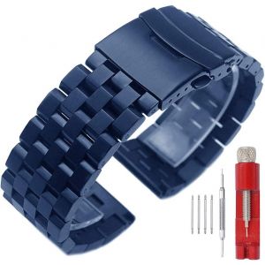 Kal-Kaitian Premium Matte 5 Series Montre - Bracelet Double Verrouillage En Acier Inoxydable Bracelet En M&eacute;tal De Remplacement Femmes Hommes 18mm 20mm 22mm 24mm 26mm Noir Argent Bleu Bracelet - Neuf